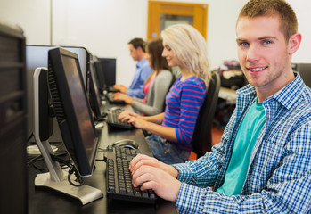 Students using computers in the computer room