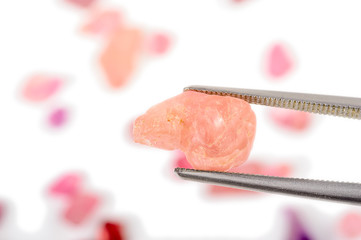 Natural uncut and rough red and pink spinel Crystals.