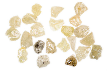 Rough, uncut Diamonds in several colors.