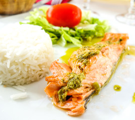 grilled salmon and rice
