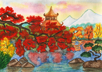 Autumn in Japan, painting