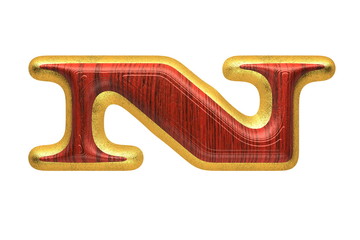 isolated golden figure with red wood