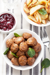 swedish meatballs with potatoes and lingon jam