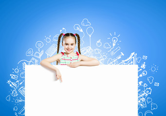 Kid with banner