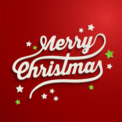 Merry Christmas white lettering over red background