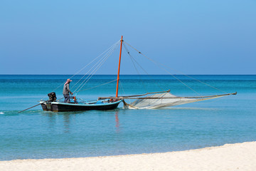 Fototapeta na wymiar Fishing ship in sea, Thailand.