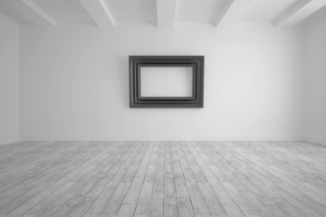 Big room with frame at wall