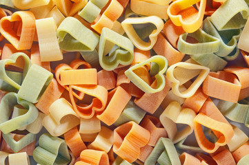 color pasta with heart shape