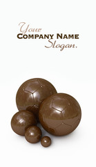Chocolate soccer balls with shinny texture