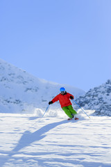 Naklejka na ściany i meble Skiing, Skier, Freeride in fresh powder snow 