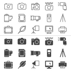 Photography thin icons, included normal and enable state.