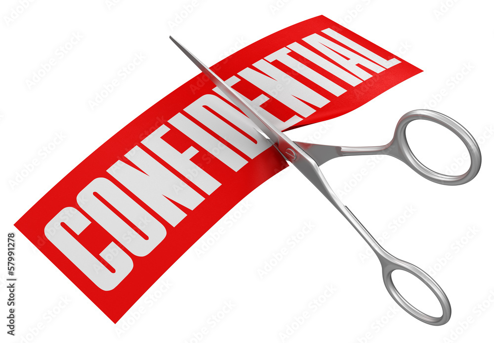 Poster scissors and confidential (clipping path included)