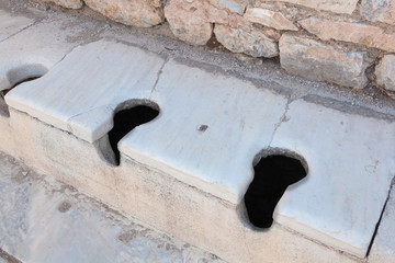 Communal Roman toilets Ephesus Turkey