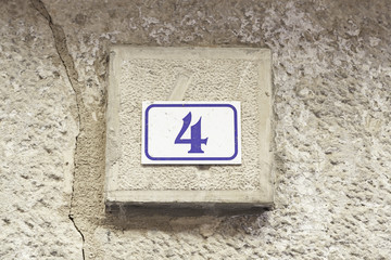 Number four on a wall