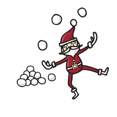 Santa claus playing snowballs