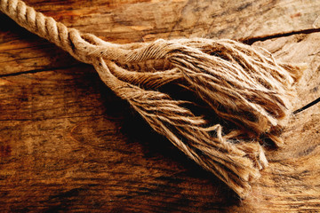 frayed 	hemp rope