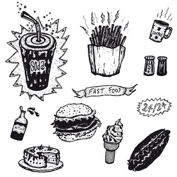 Fast Food And Burger Restaurant Icons