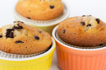 Three muffins in the beautiful cups