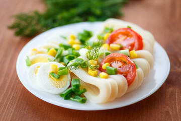 egg salad and squid