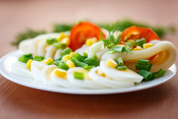 egg salad and squid