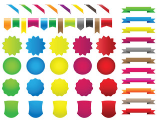 ribbons stickers colors set - obrazy, fototapety, plakaty