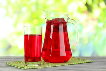 Pitcher and glass of compote