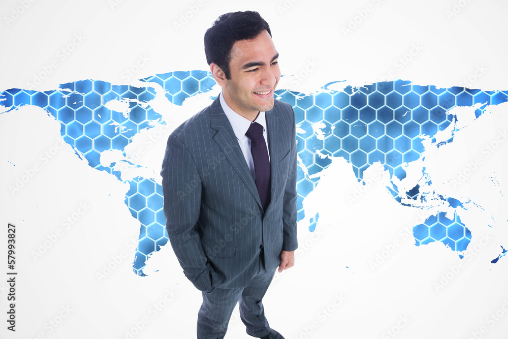 Poster composite image of smiling businessman standing