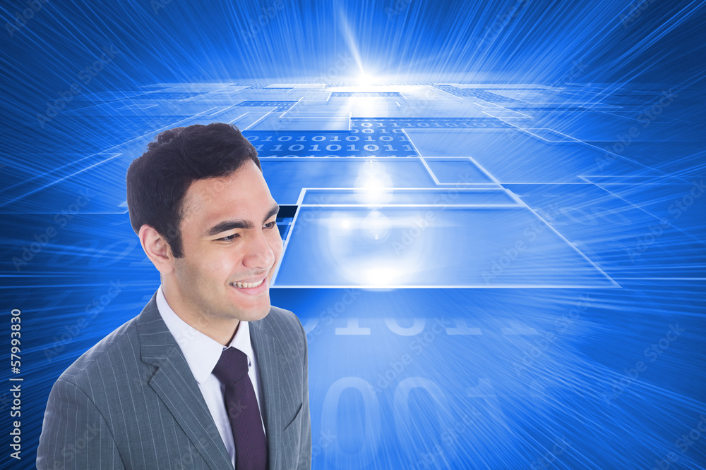 Poster composite image of smiling businessman standing