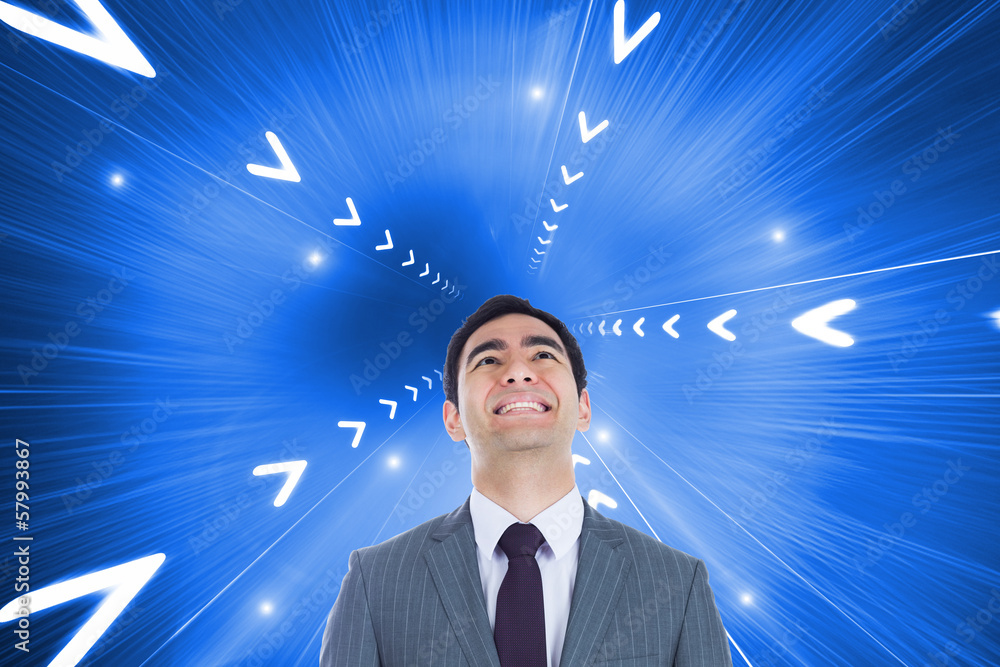 Poster composite image of smiling businessman standing