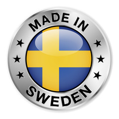 Fototapeta premium Made In Sweden Silver Badge
