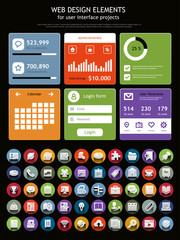 Set of flat web elements