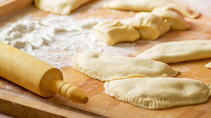 The cooking process cheburek
