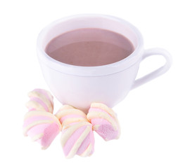 Fototapeta na wymiar Cocoa drink and sweets isolated on white