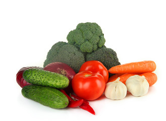 Composition of different vegetables isolated on white