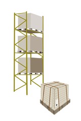 Cargo Shelf With Shipping Box in Steel Strapping