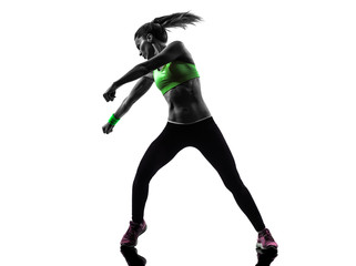 Obraz na płótnie Canvas woman exercising fitness zumba dancing silhouette