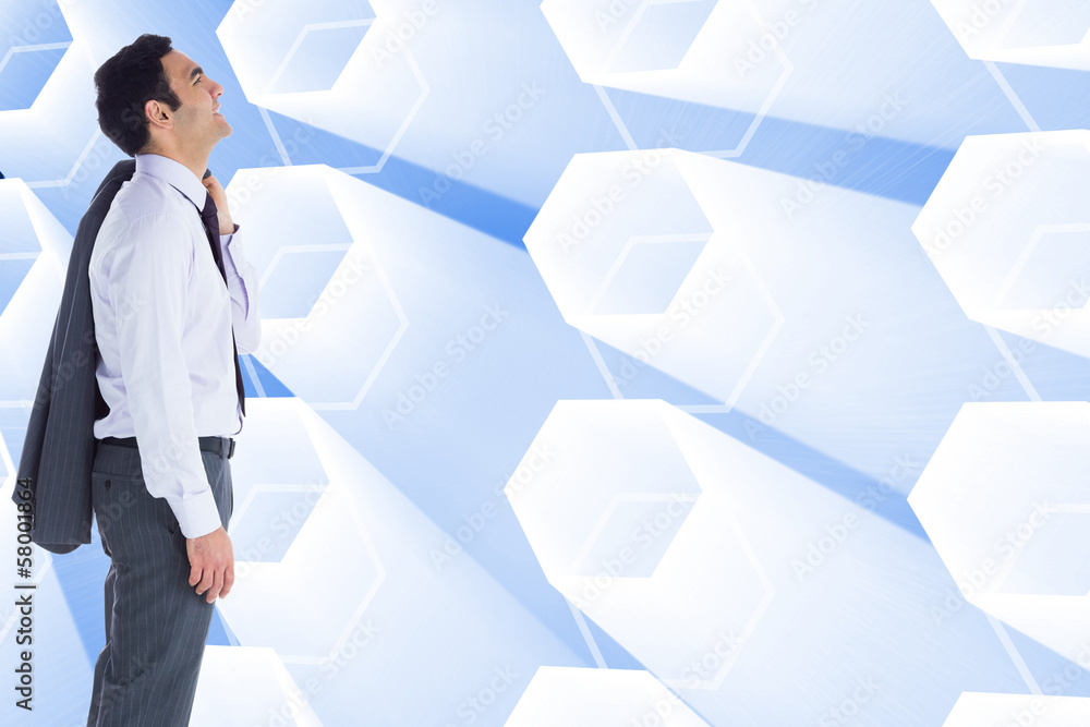Poster composite image of smiling businessman standing