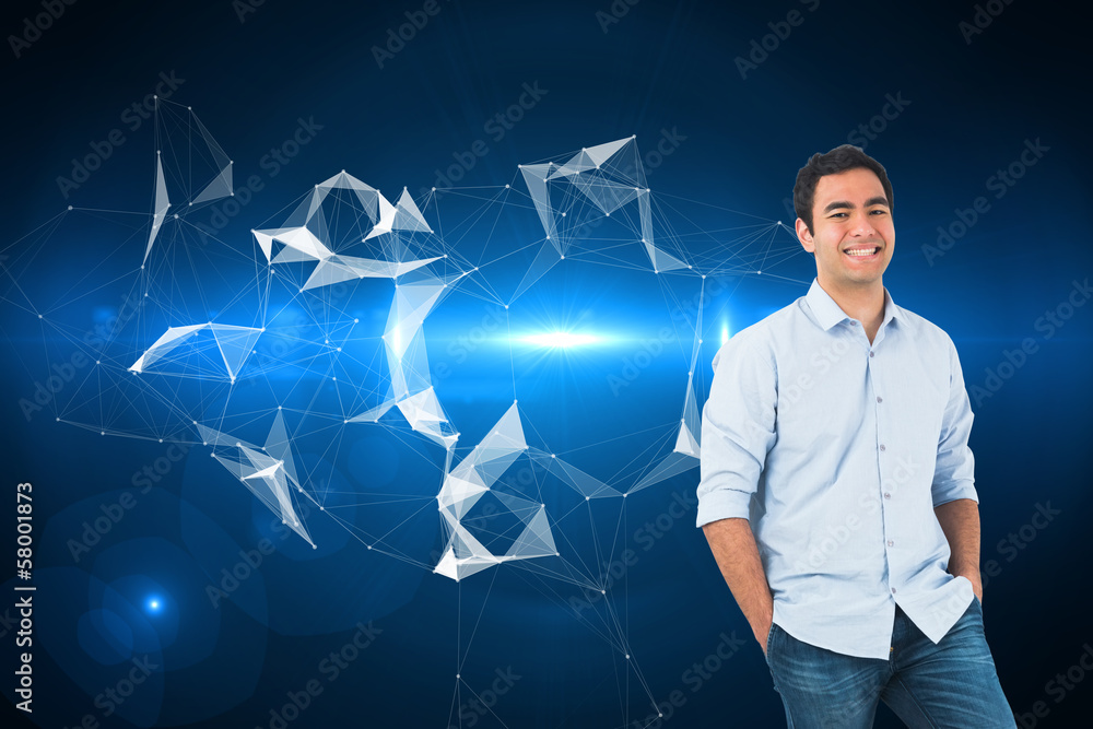 Poster Composite image of smiling casual man standing