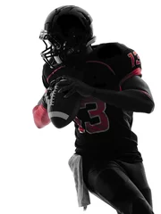 Tuinposter american football player quarterback portrait silhouette © snaptitude