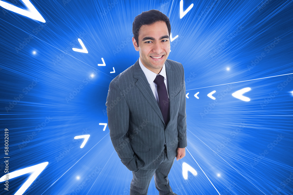 Poster composite image of smiling businessman standing