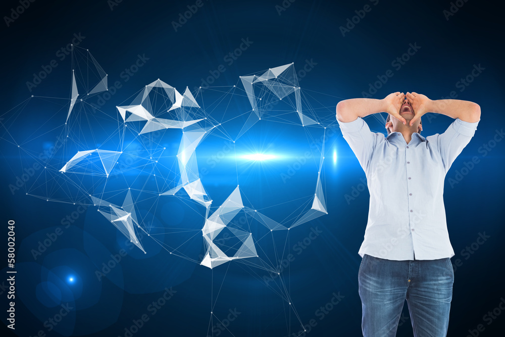 Poster composite image of shouting casual man standing