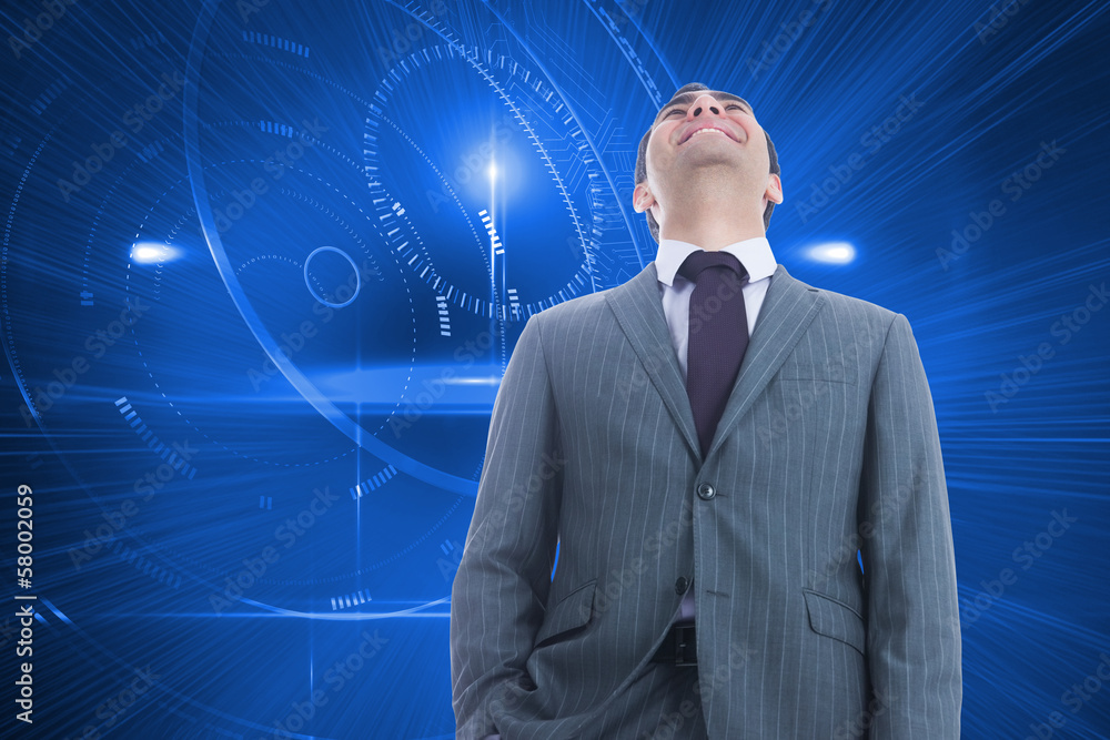 Poster composite image of smiling businessman standing