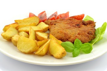 kotlet schabowy i pieczone ziemniaki