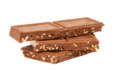 chocolate with sesame seeds isolated