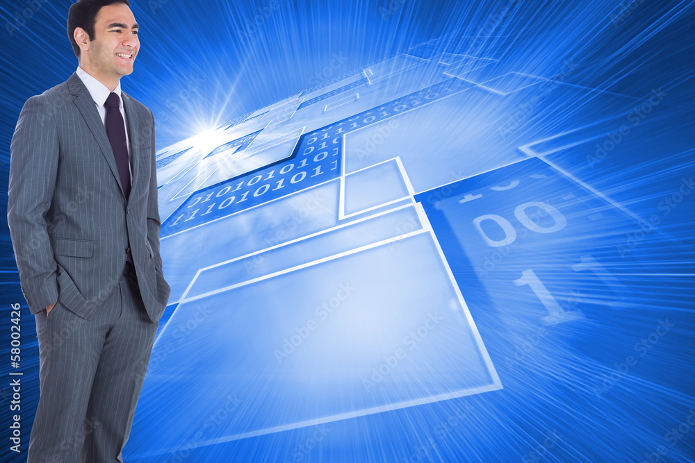 Poster composite image of smiling businessman standing