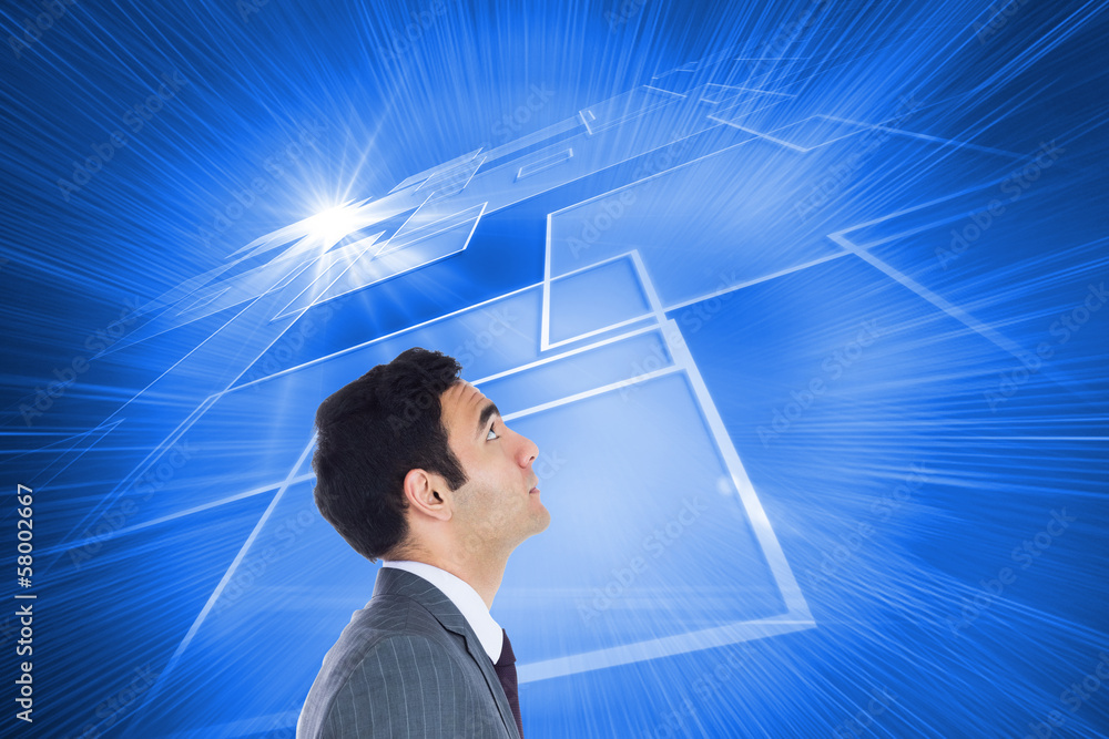 Poster composite image of unsmiling businessman standing