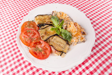 meat with cheese and eggplant