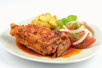 żeberka i pieczone ziemniaki