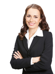 Portrait of smiling businesswoman, isolated