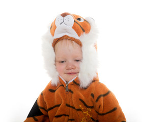 Baby boy in tiger costume